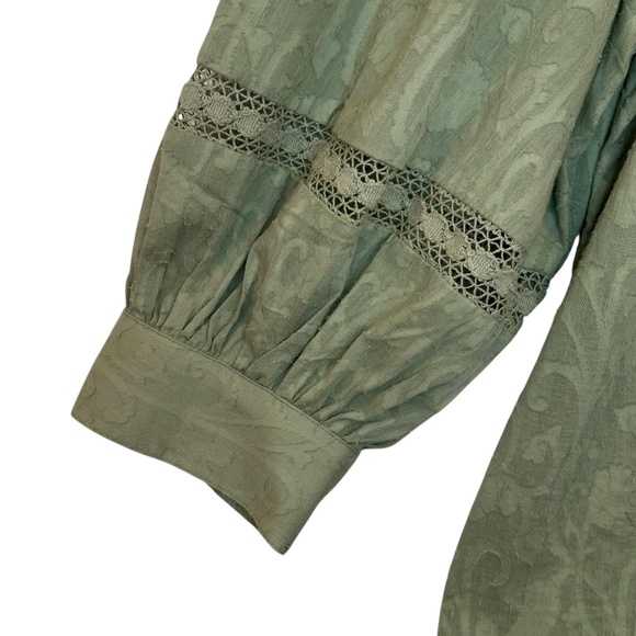 Anthropologie Top Blouse Women's S Harmony Sage Lace Peasant Cottage Feminine - Picture 8 of 15